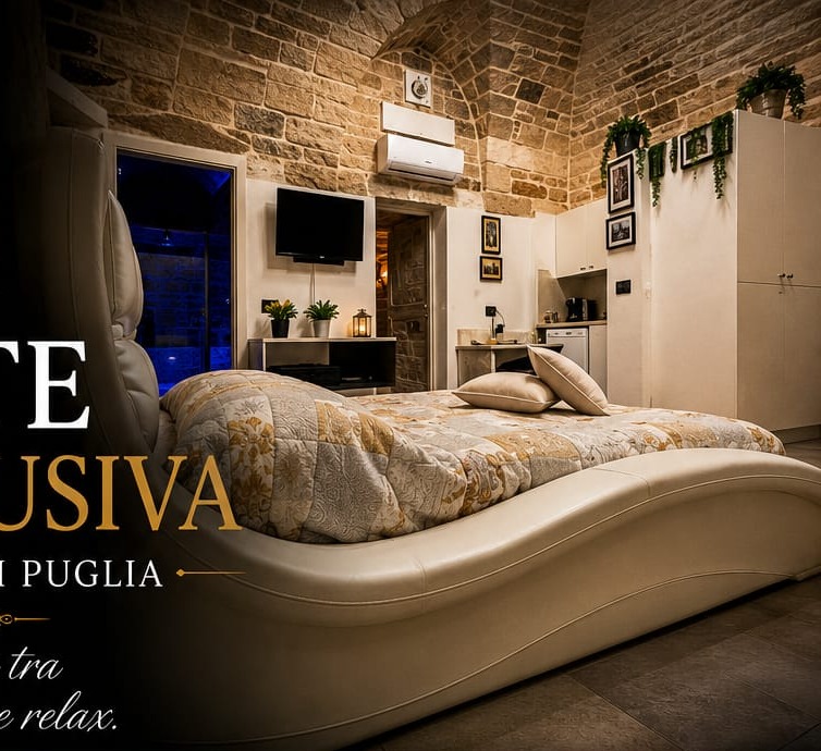 Suite esclusiva in pietra con letto di design